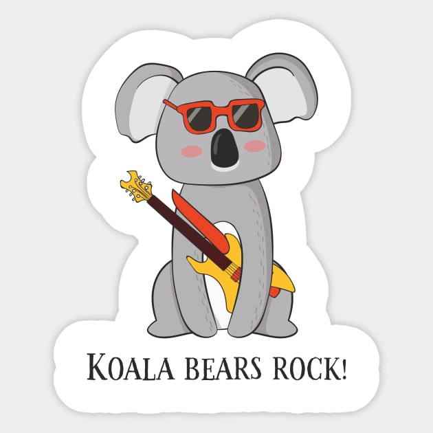 Koala Bears Rock, Funny Cute Koala Bear Love Sticker by Dreamy Panda Designs